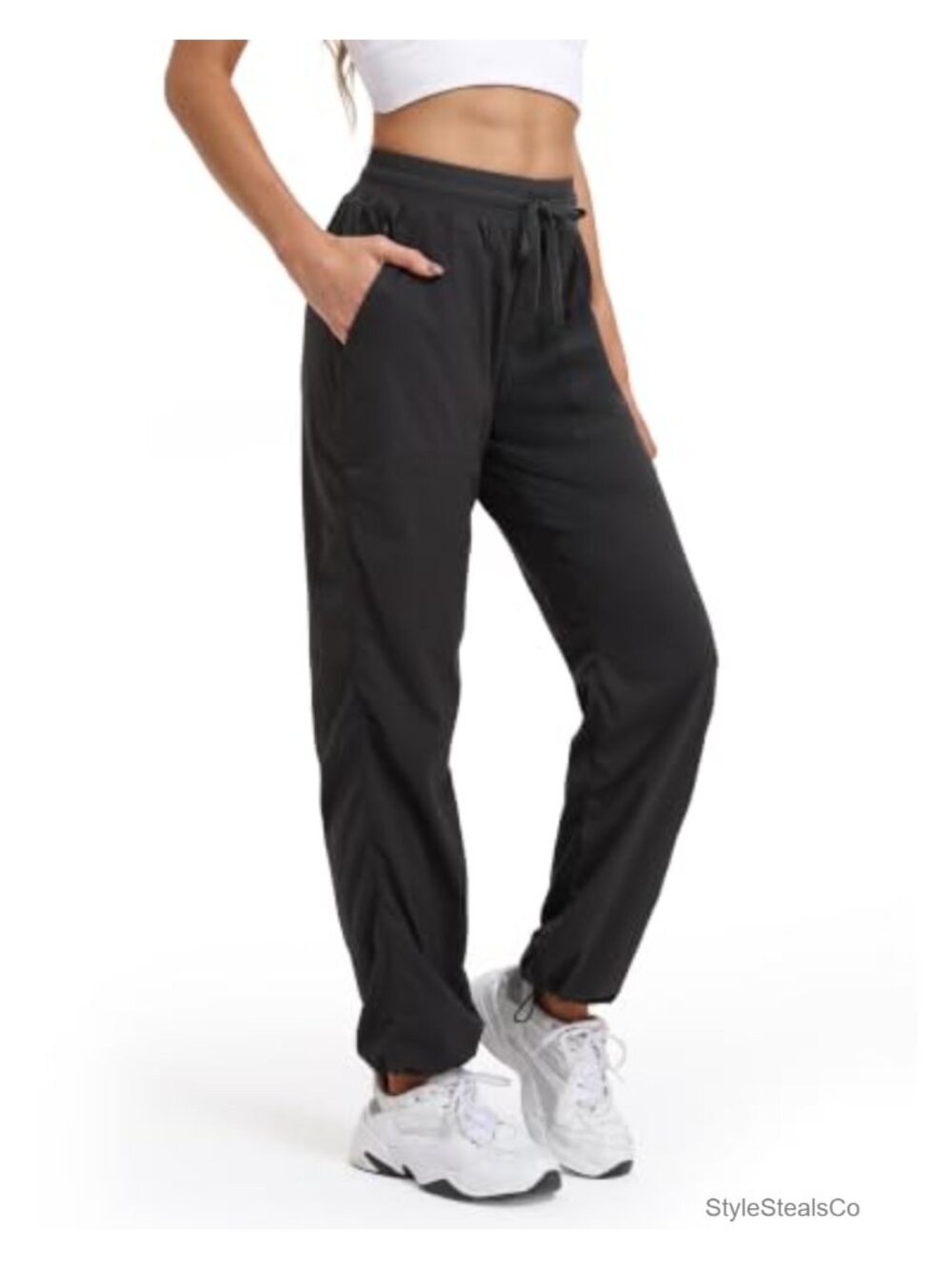 Women's Dance Studio Pants with Zipper Pockets - High Rise Athletic Sweatpants,